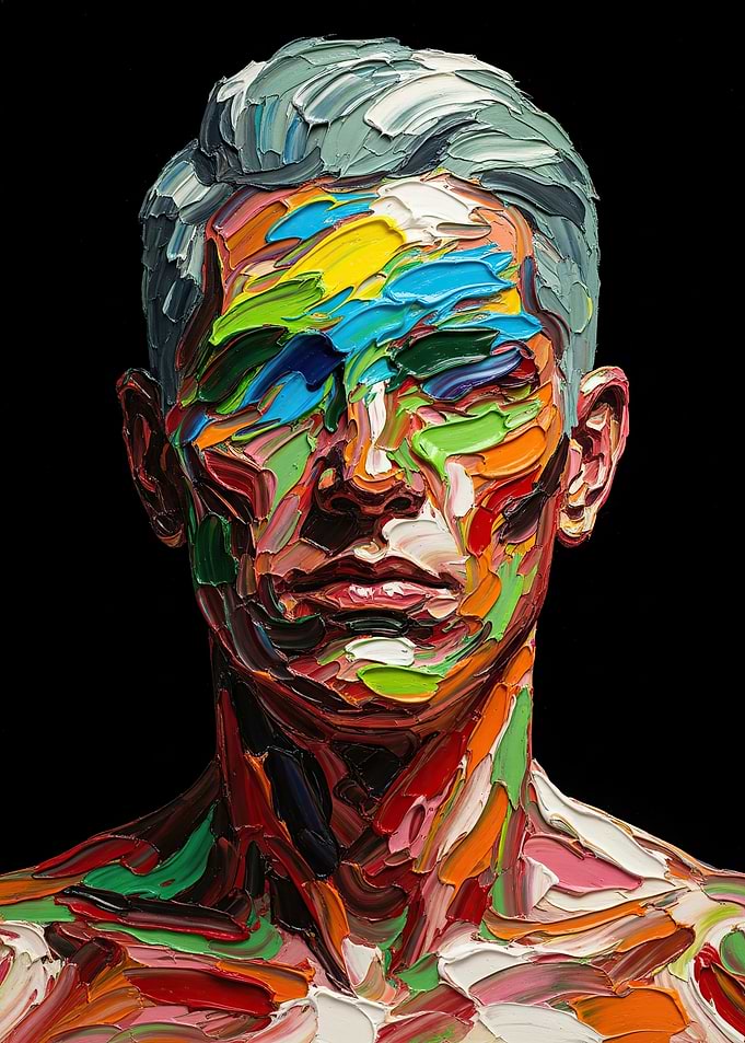 Abstract Portrait with Thick Paint Strokes