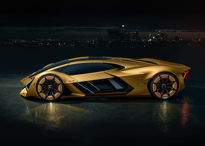 Futuristic Gold Lamborghini Concept Car