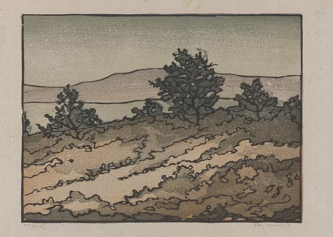 Serene Landscape with Trees and Hills