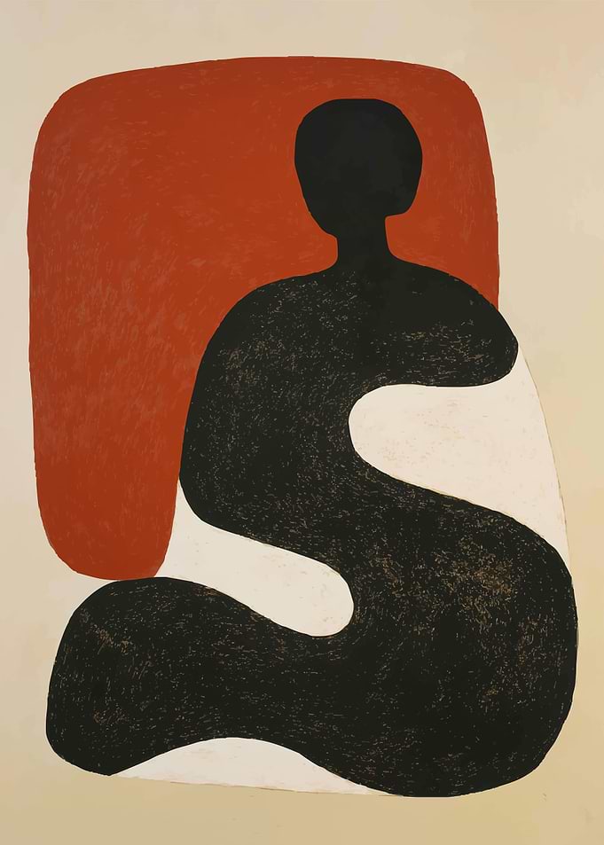Abstract Figure in Red and Black