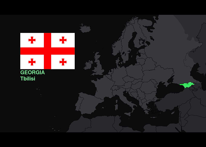 Georgia Flag and Map of Europe