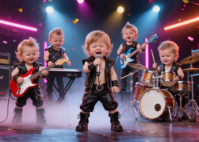 Babies Rock Band on Stage