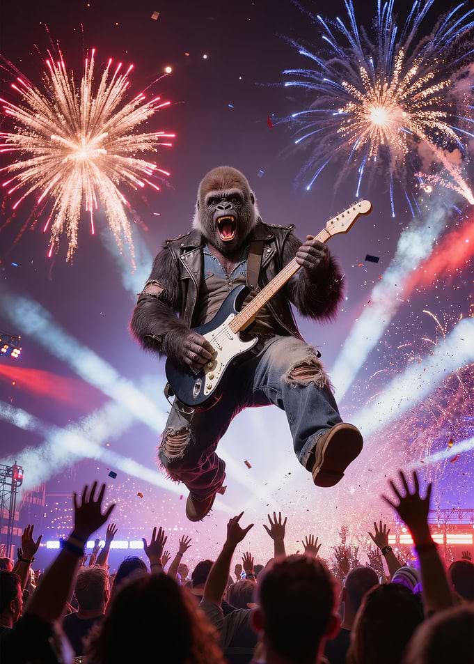 Gorilla Rock Star Playing Guitar