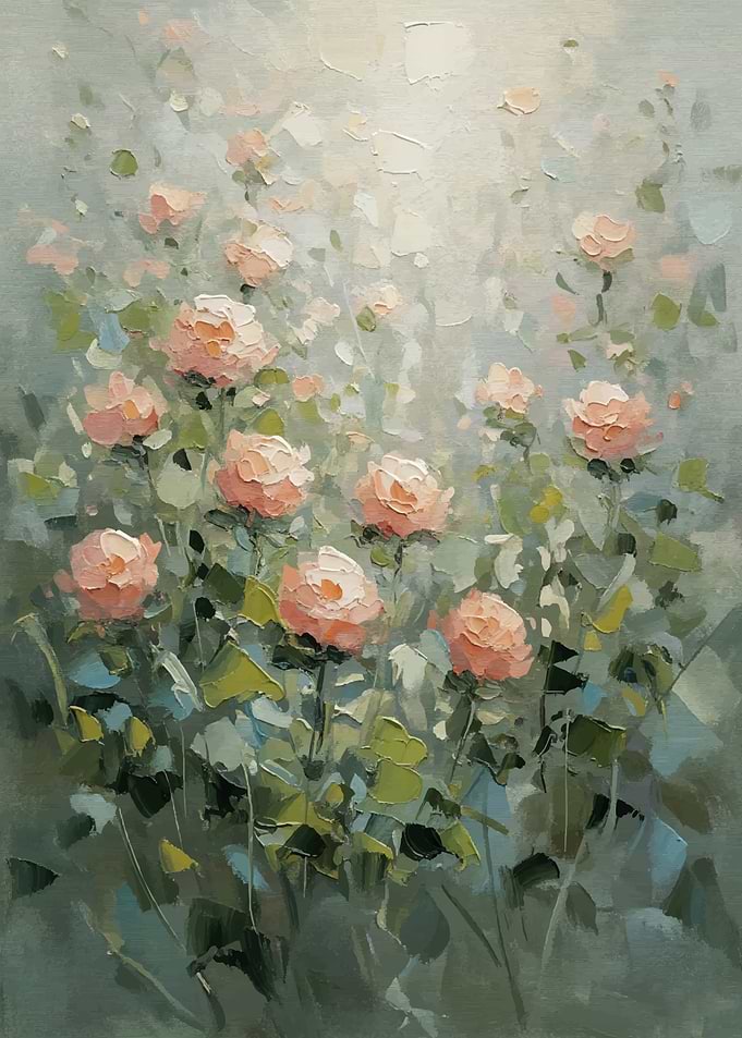 Impressionistic Pink Roses Painting