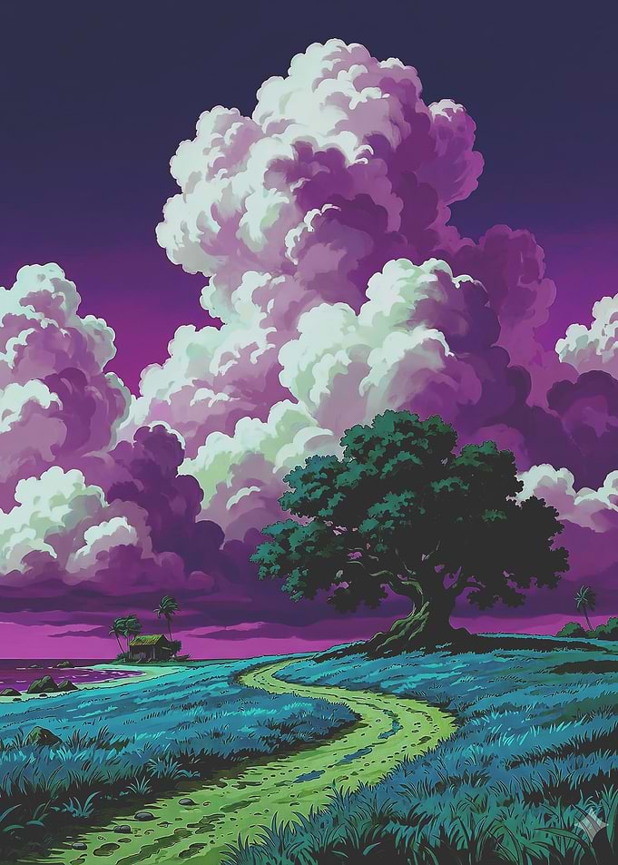 Anime Landscape with Dramatic Clouds