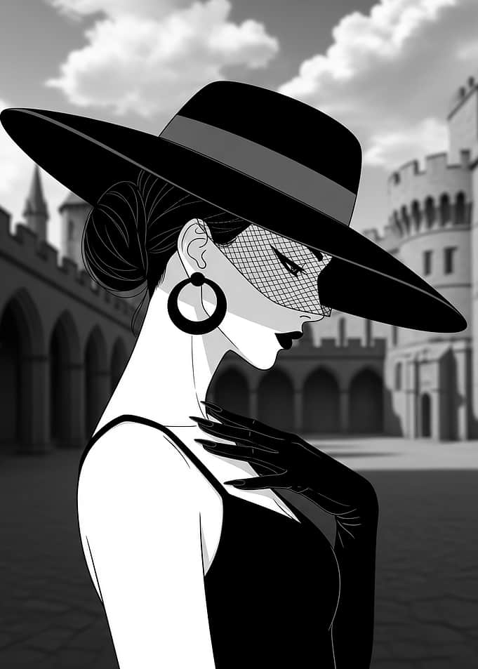 Elegant Woman in Hat and Gloves