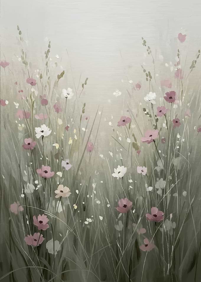 Soft Floral Meadow Painting