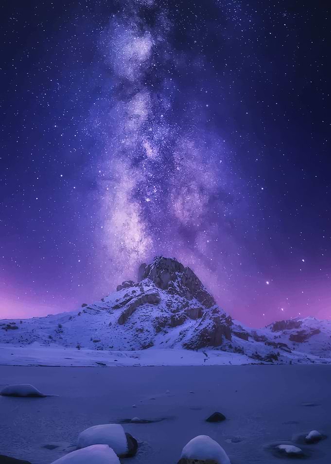 Milky Way over Snowy Mountains