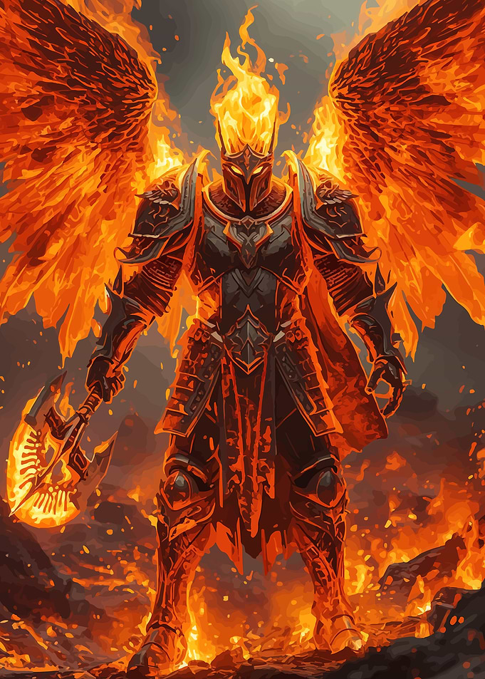 Fiery Angel Warrior with Axe