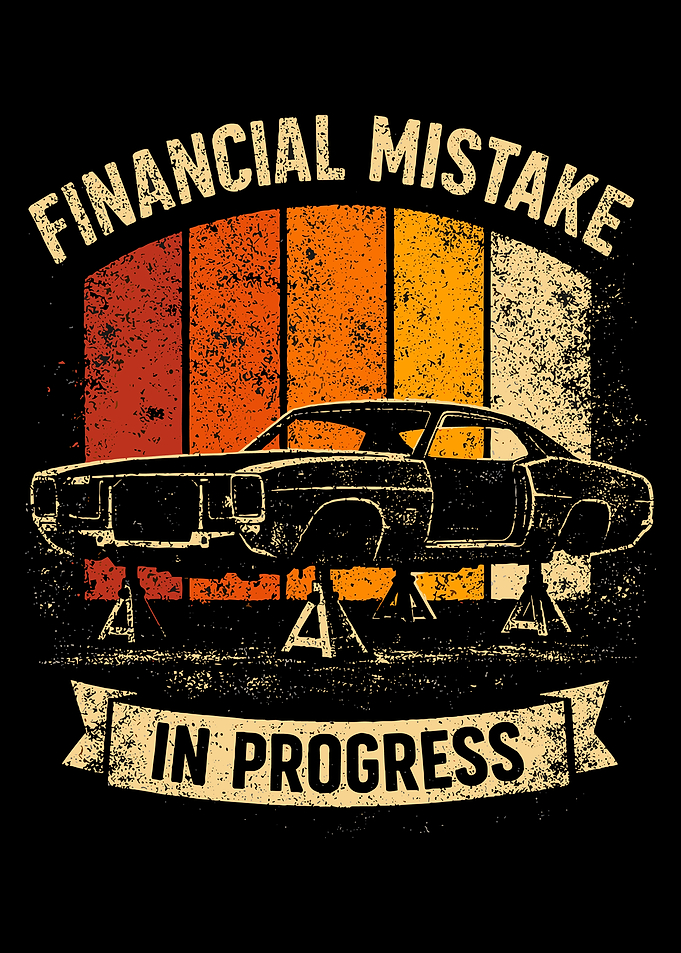 Financial Mistake In Progress Poster, Vintage Muscle Car Garage Wall Art Print