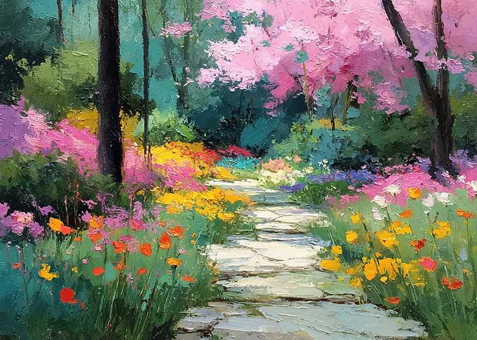 Vibrant Garden Path Painting