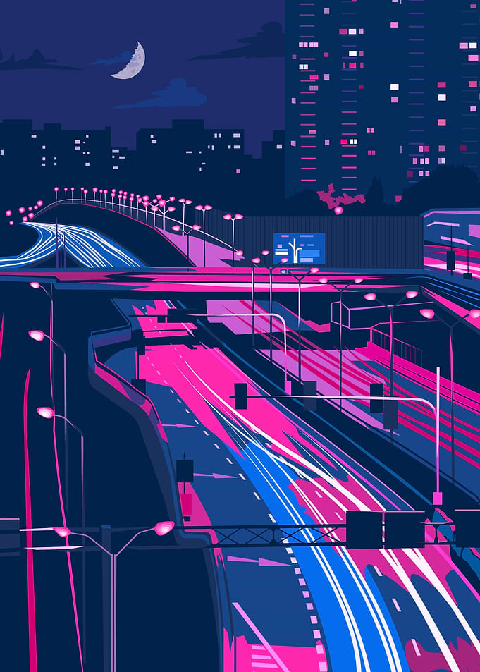 Neon Cityscape at Night