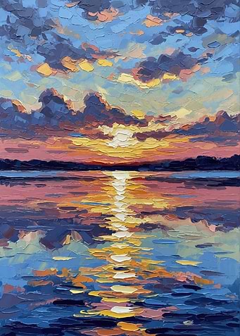 Impressionistic Sunset Over Water