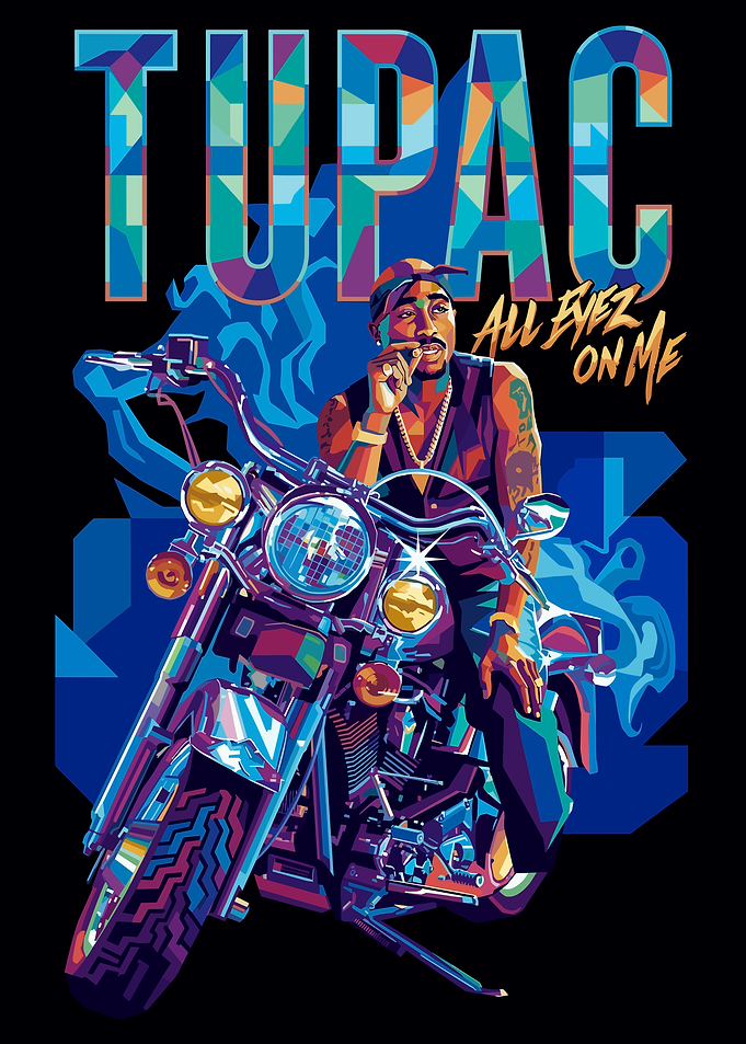 Tupac Shakur on a Motorcycle