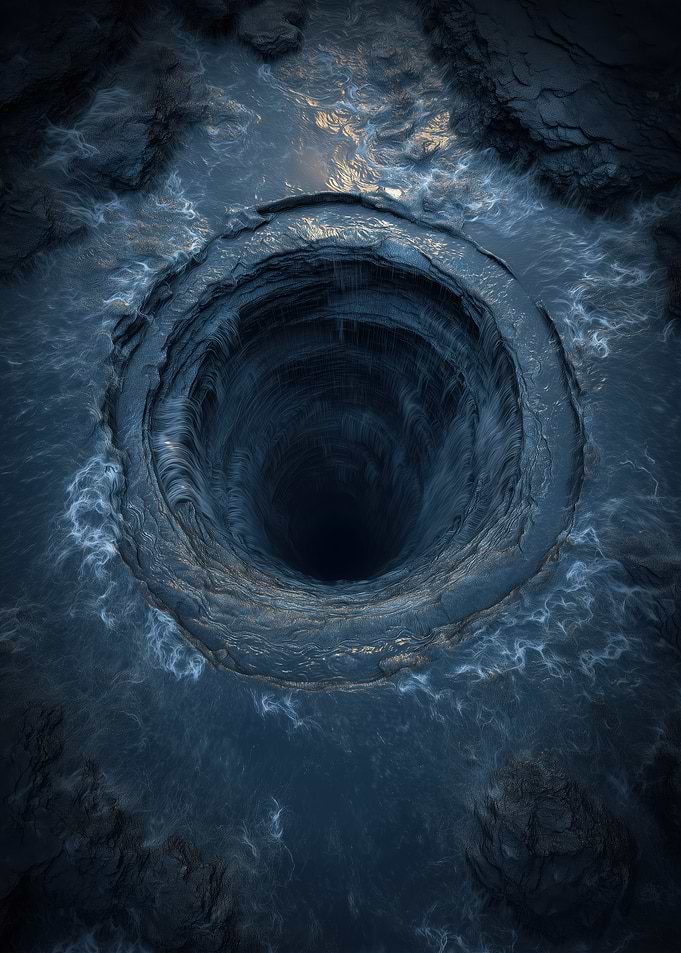 Whirlpool in a dark abyss