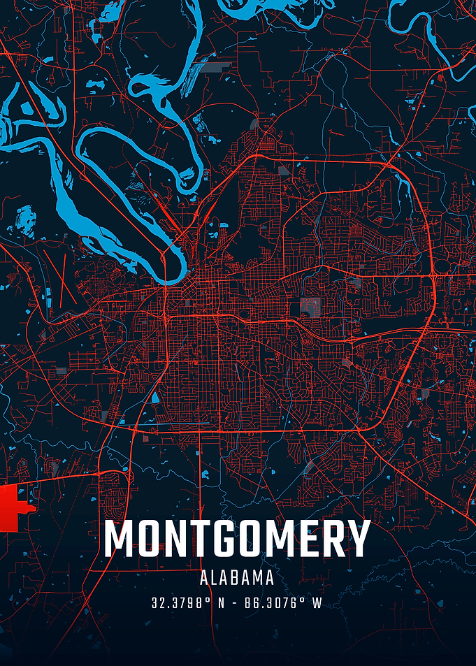 Montgomery, Alabama Map Art
