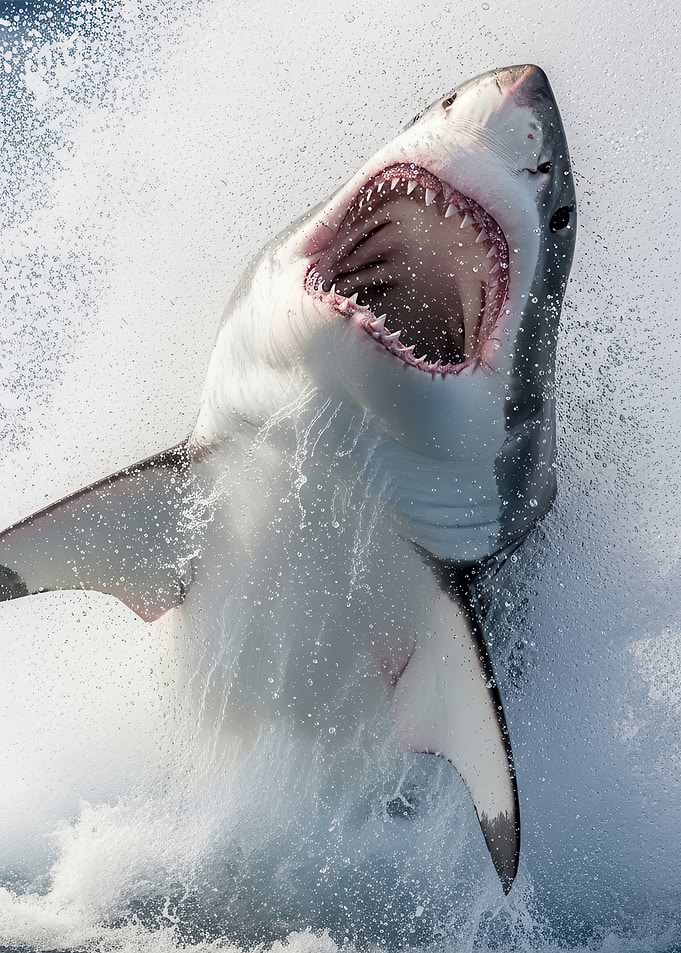 Great White Shark breaching water