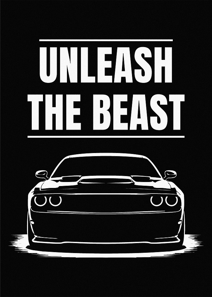 Unleash the Beast Car Poster Vector Art