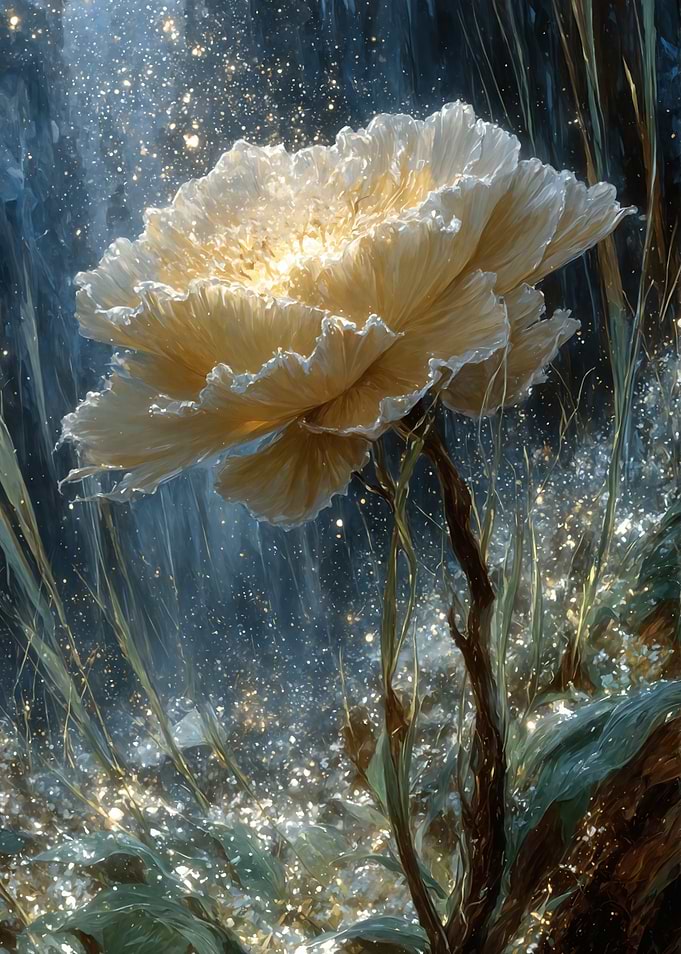 Glowing White Flower in Magical Forest
