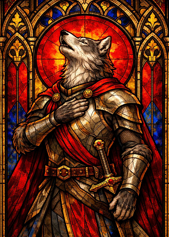 Wolf Knight in Stained Glass