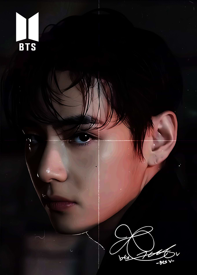 BTS V Portrait with Signature