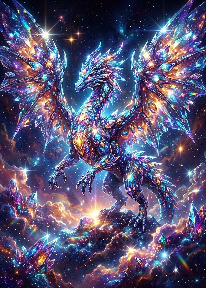 Crystal Dragon in Cosmic Nebula