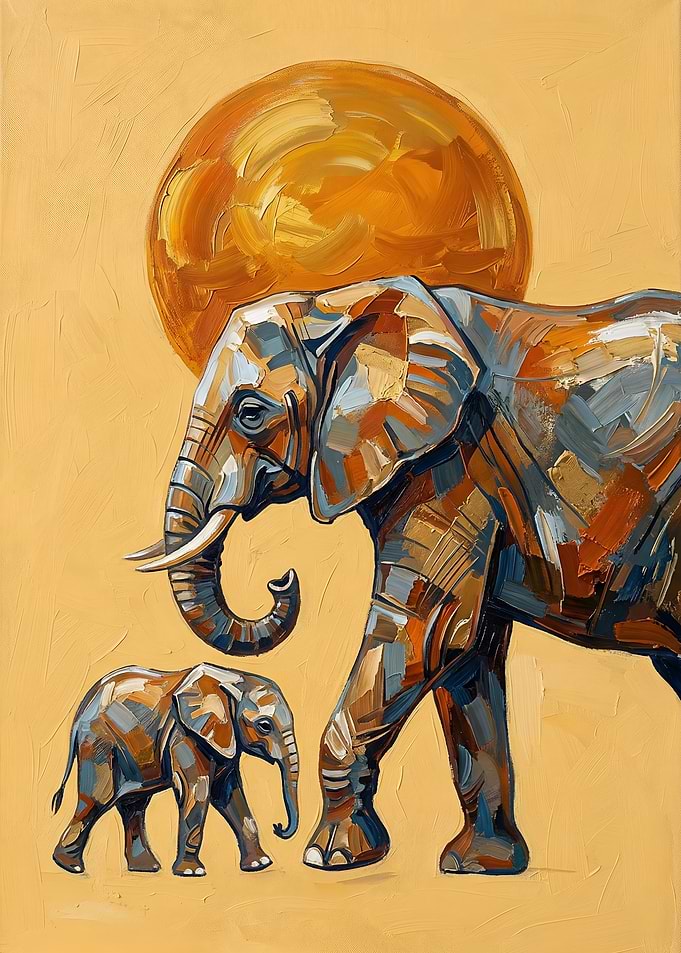 Elephants and Sun Painting