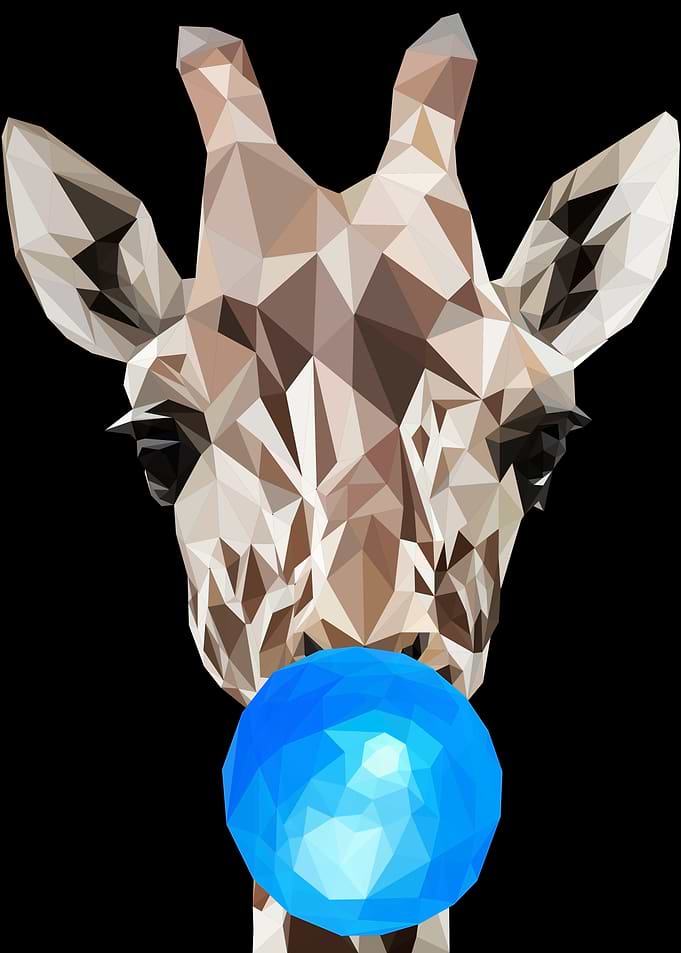 Geometric Giraffe Blowing Bubble Gum