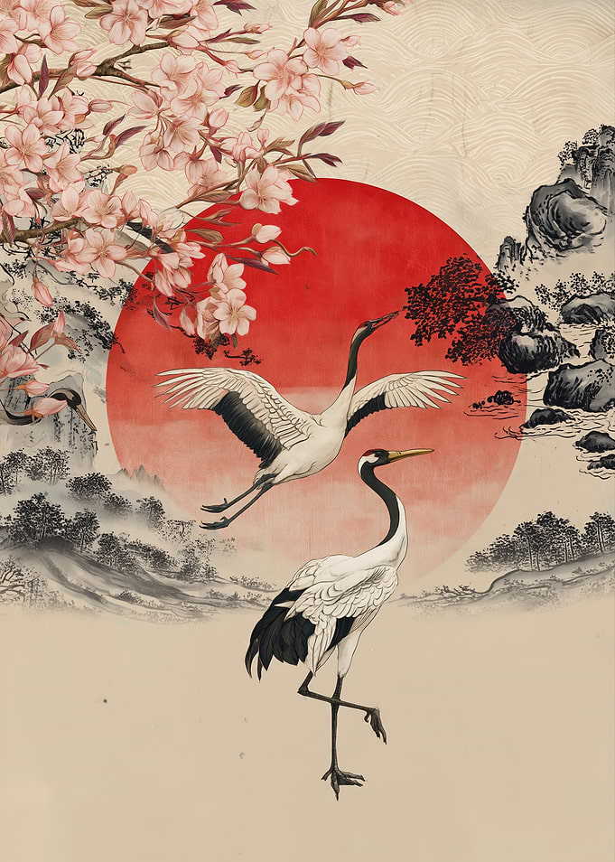 Cranes and Cherry Blossoms