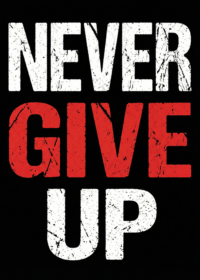 Never Give Up Text Art