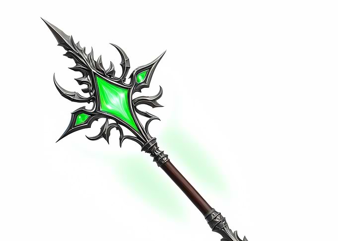 Fantasy Staff with Green Gem