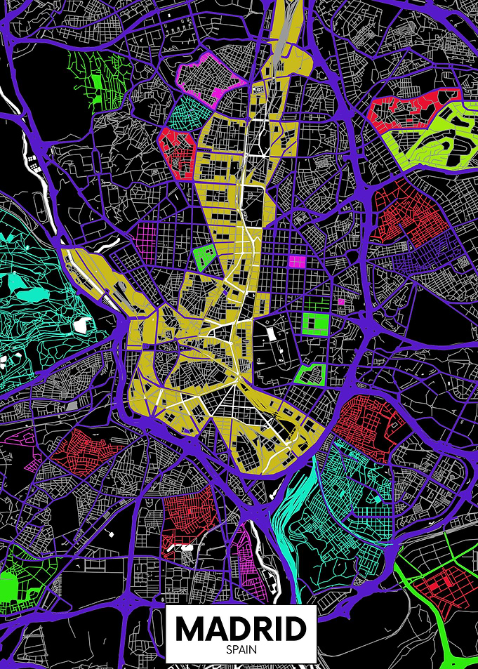Madrid City Map Art
