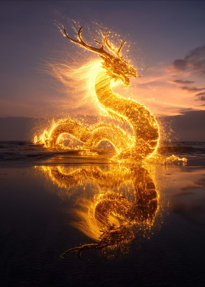 Golden Dragon Reflection at Sunset