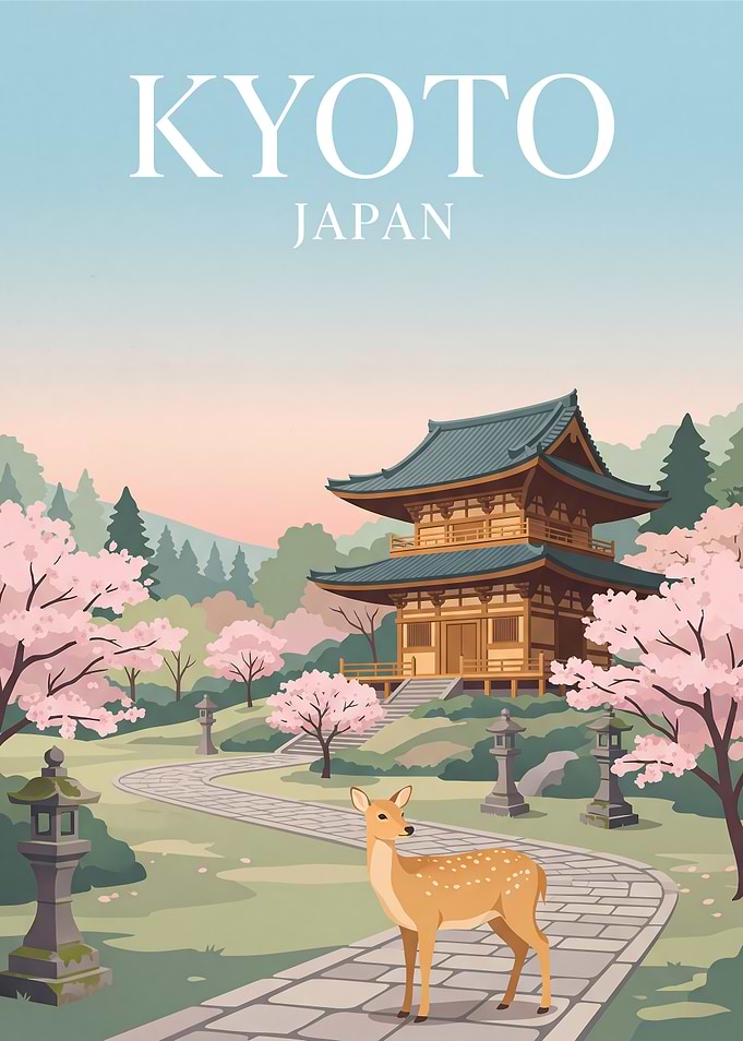 Kyoto Japan Cherry Blossom Deer