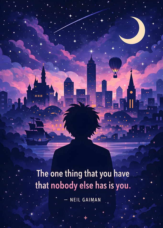 Silhouette looking at a starry cityscape