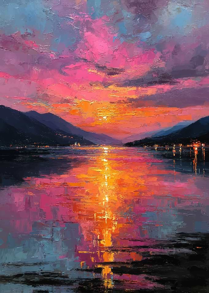 Vibrant Sunset Over Water