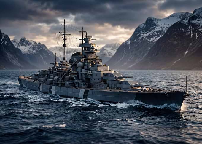 Battleship in a Fjord