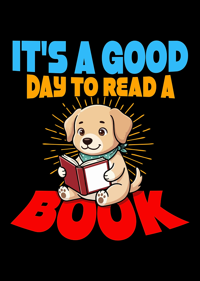 Cute Dog Reading a Book