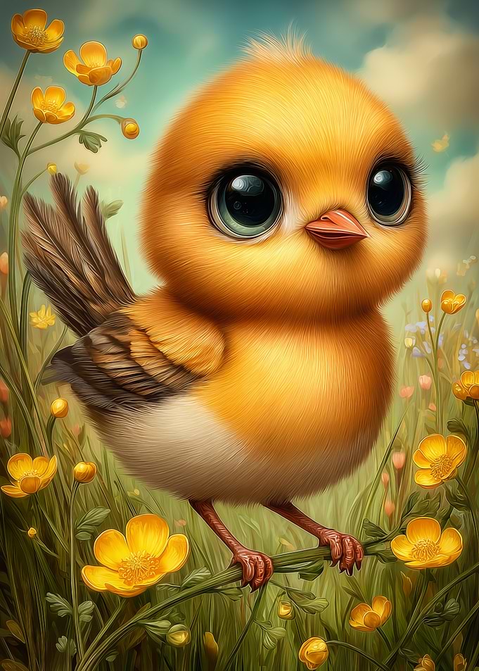 Canary in a Field of Flowers