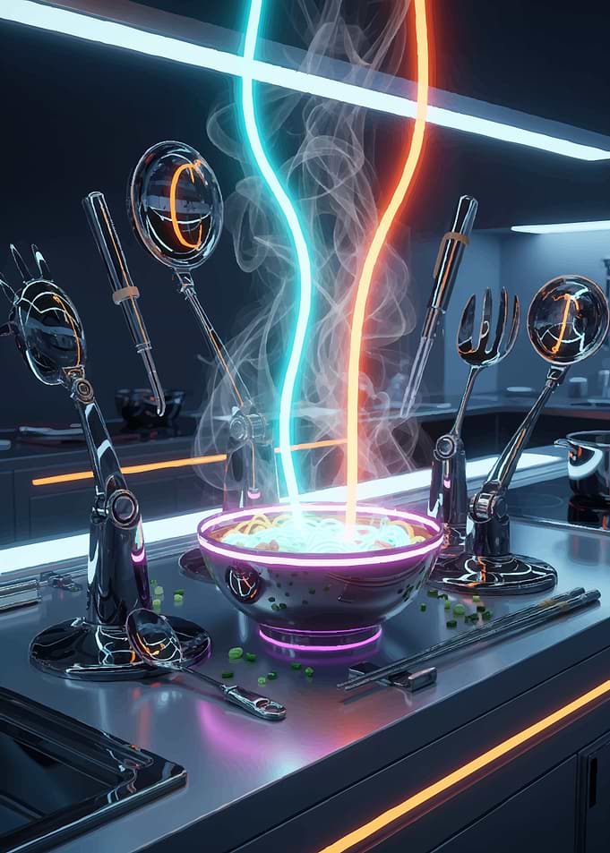 Futuristic Ramen Preparation