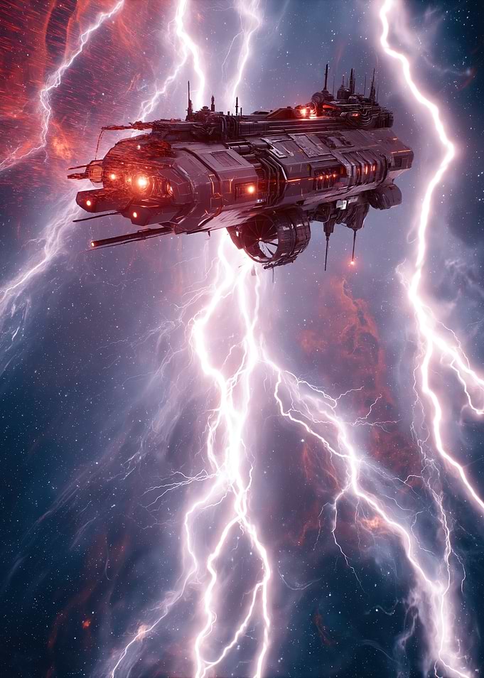 Spaceship in a Cosmic Lightning Storm
