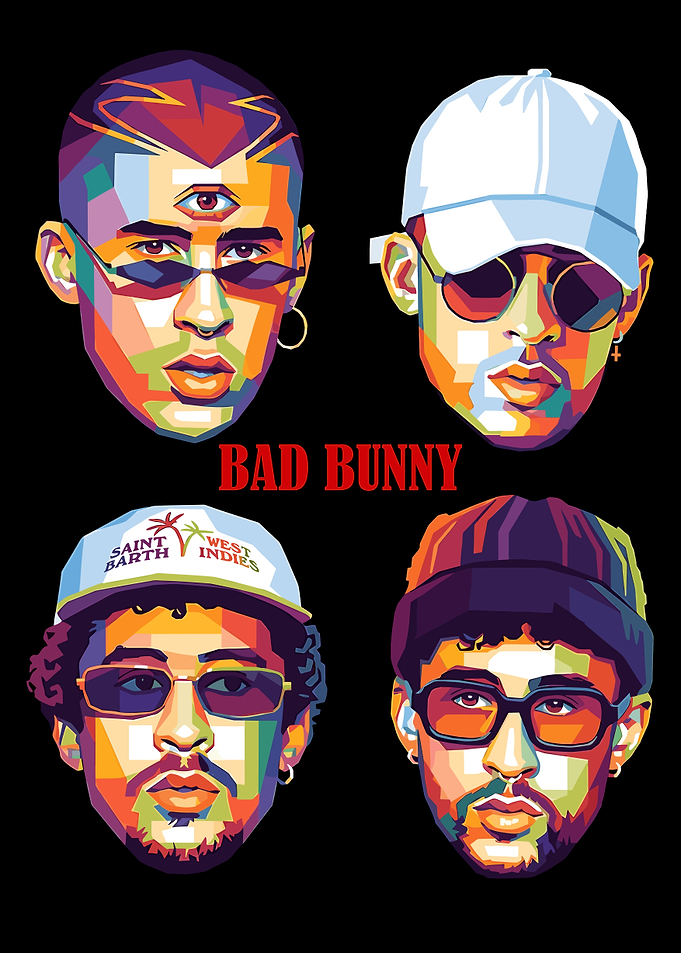 Bad Bunny Pop Art Collage