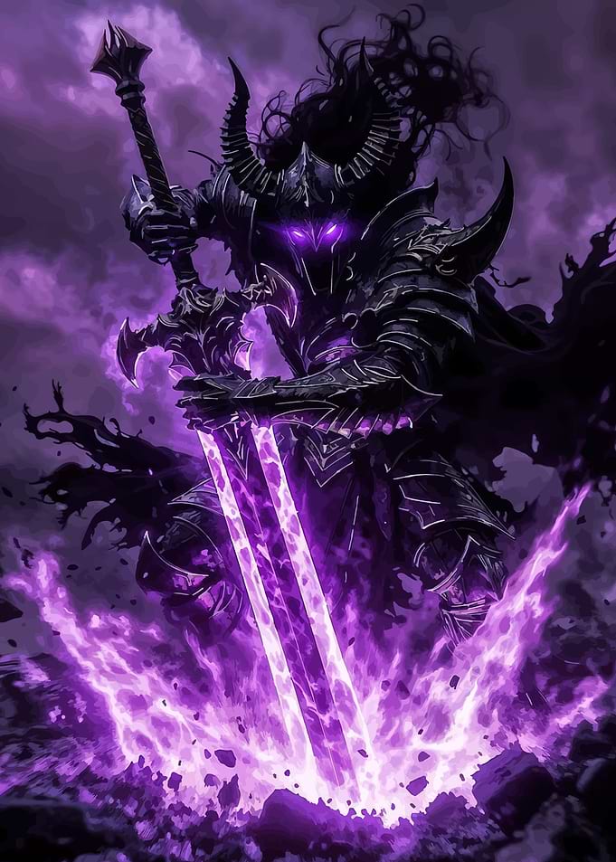 Dark Knight with Glowing Sword