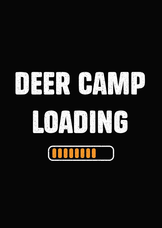 funny hunting wall art - 'Deer Camp Loading' rustic cabin poster for man cave decor