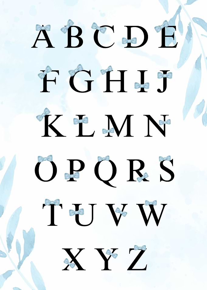 Alphabet with Blue Bows