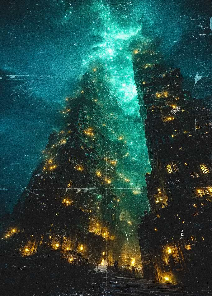 Futuristic Cityscape Under Nebula