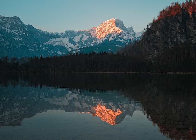 Mountain Reflection at Almsee at Sunset