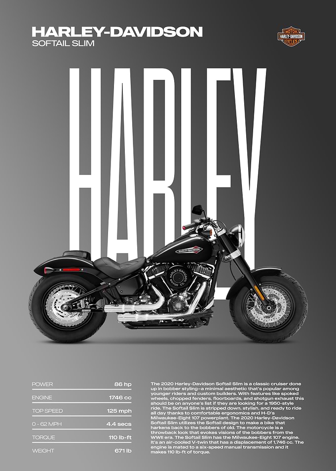 Harley-Davidson Softail Slim Motorcycle Poster