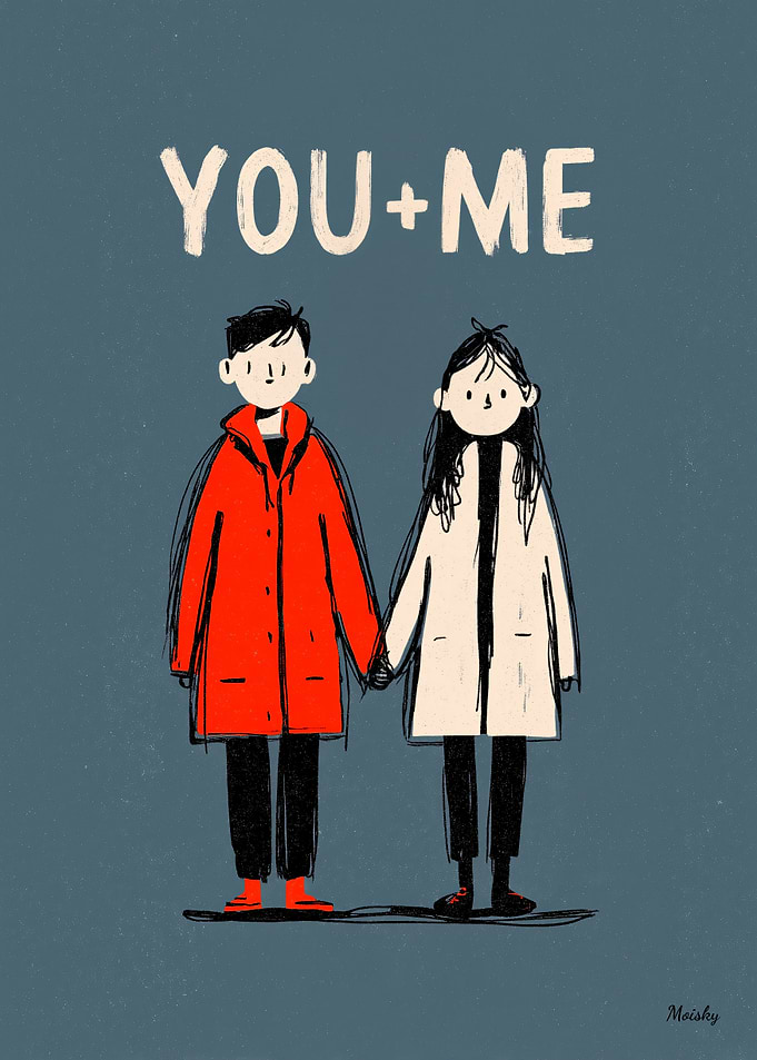 You + Me Couple Illustration