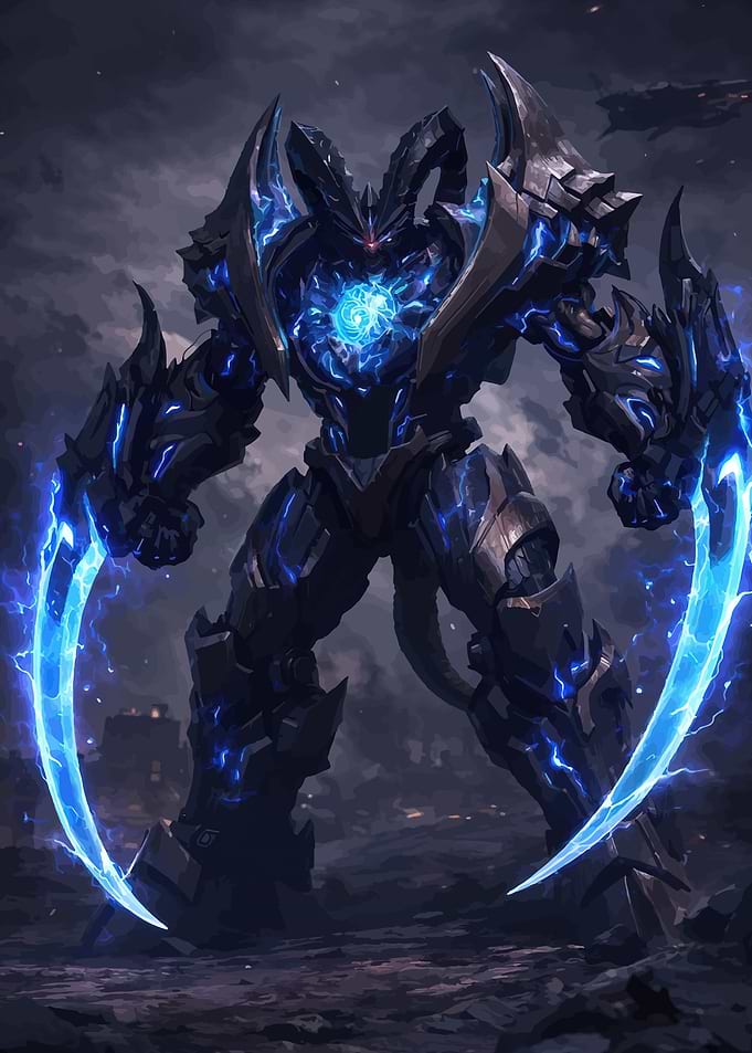 Cybernetic Demon Warrior with Energy Blades